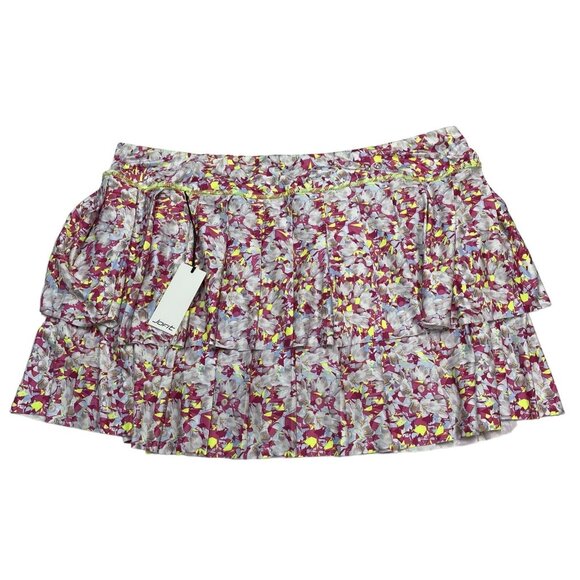 Jofit Apparel Skort‎ Womens XXL Purple Floral Tiered Mini Tennis Athletic UPF 50 - Picture 1 of 9